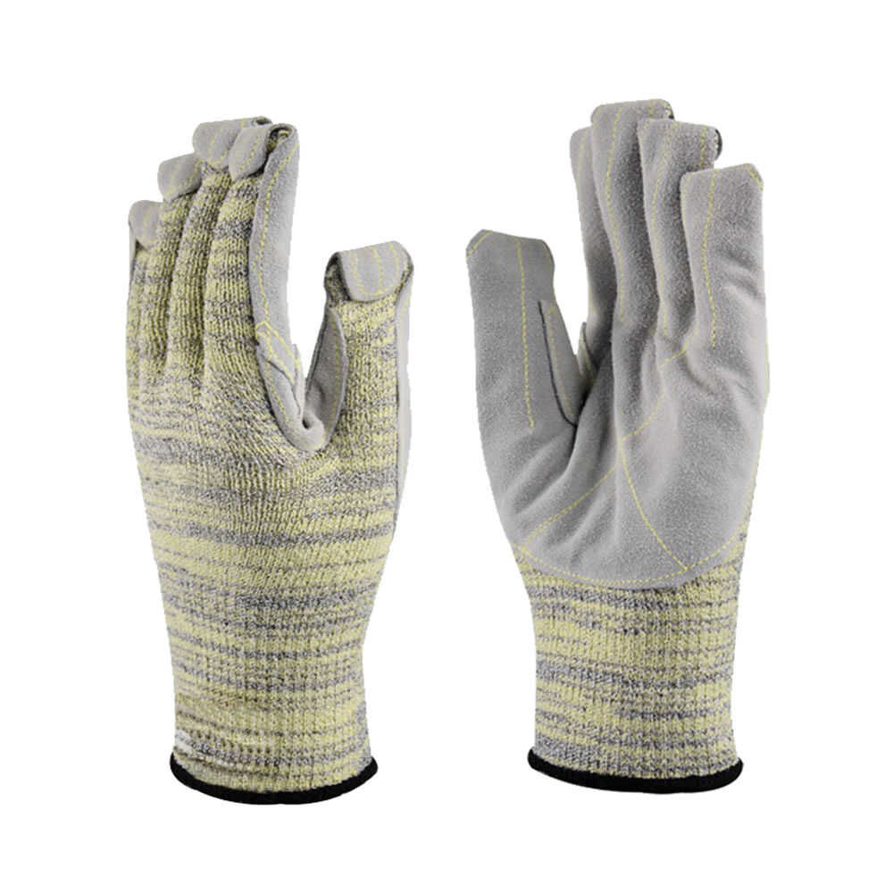 Aramid coated steel wire leather gloves